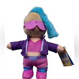 Stumble Guy Veloci T Colorful Plush Toy with Purple and Pink Outfit 8”